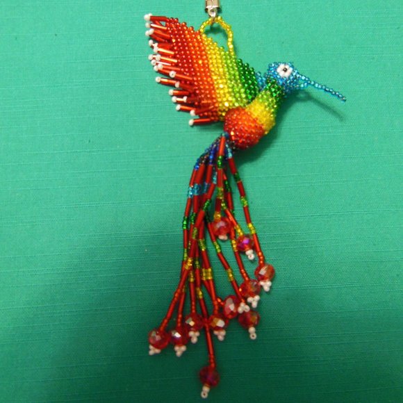 Handmade Accessories - Huichol Handmade Key Chain Hummingbird Chaquira